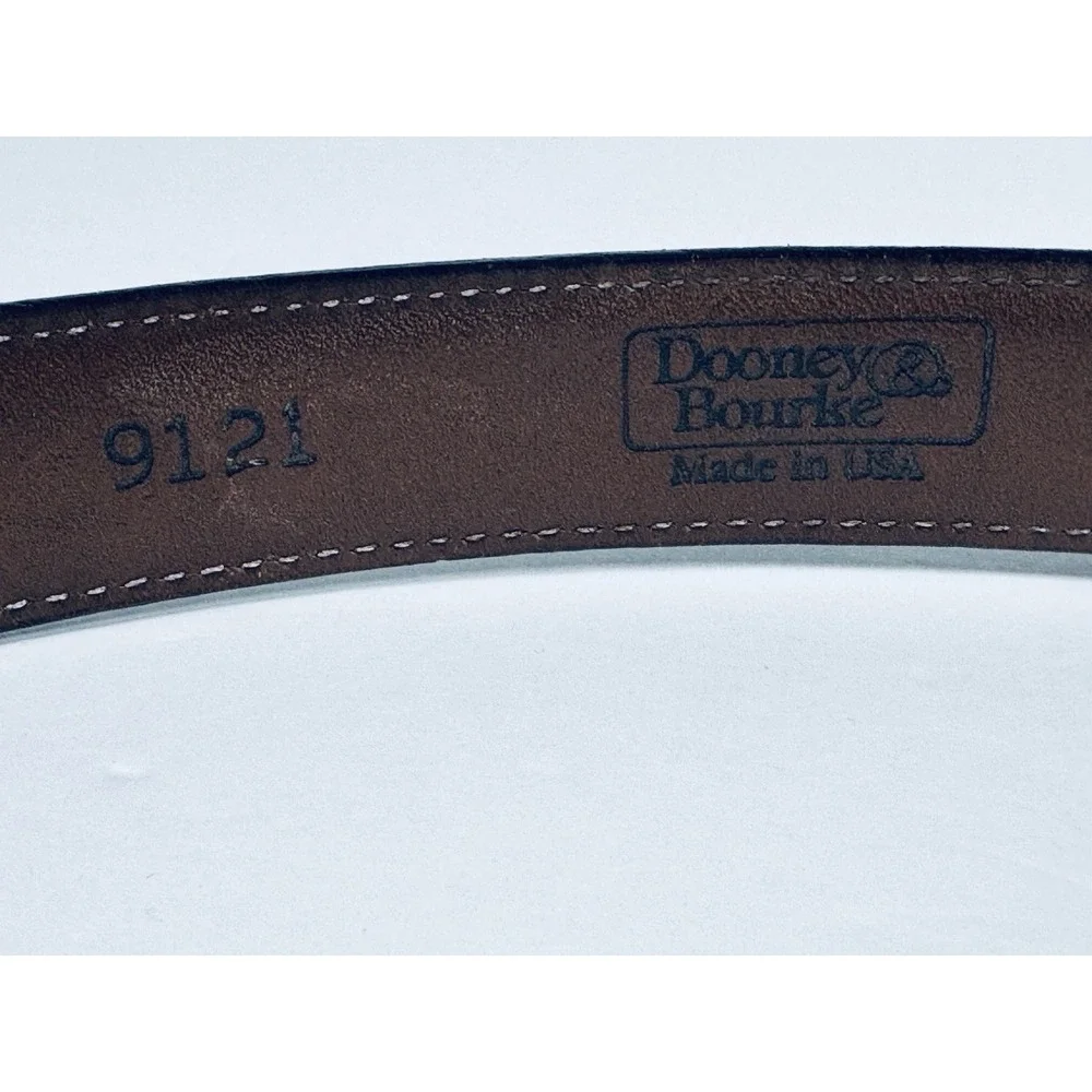 Dooney Bourke Belt Men 36 Brown Leather Wellington Calf Made in USA Brass Buckle
